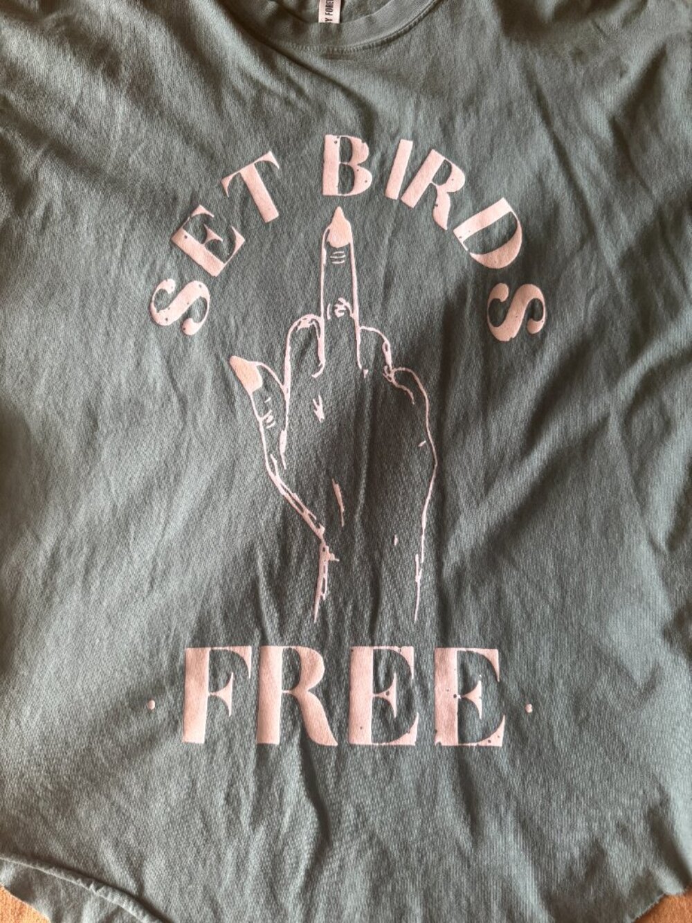 Pebby Forevee Set Birds Free Side Slit Tee XL Teal - Picture 2 of 4